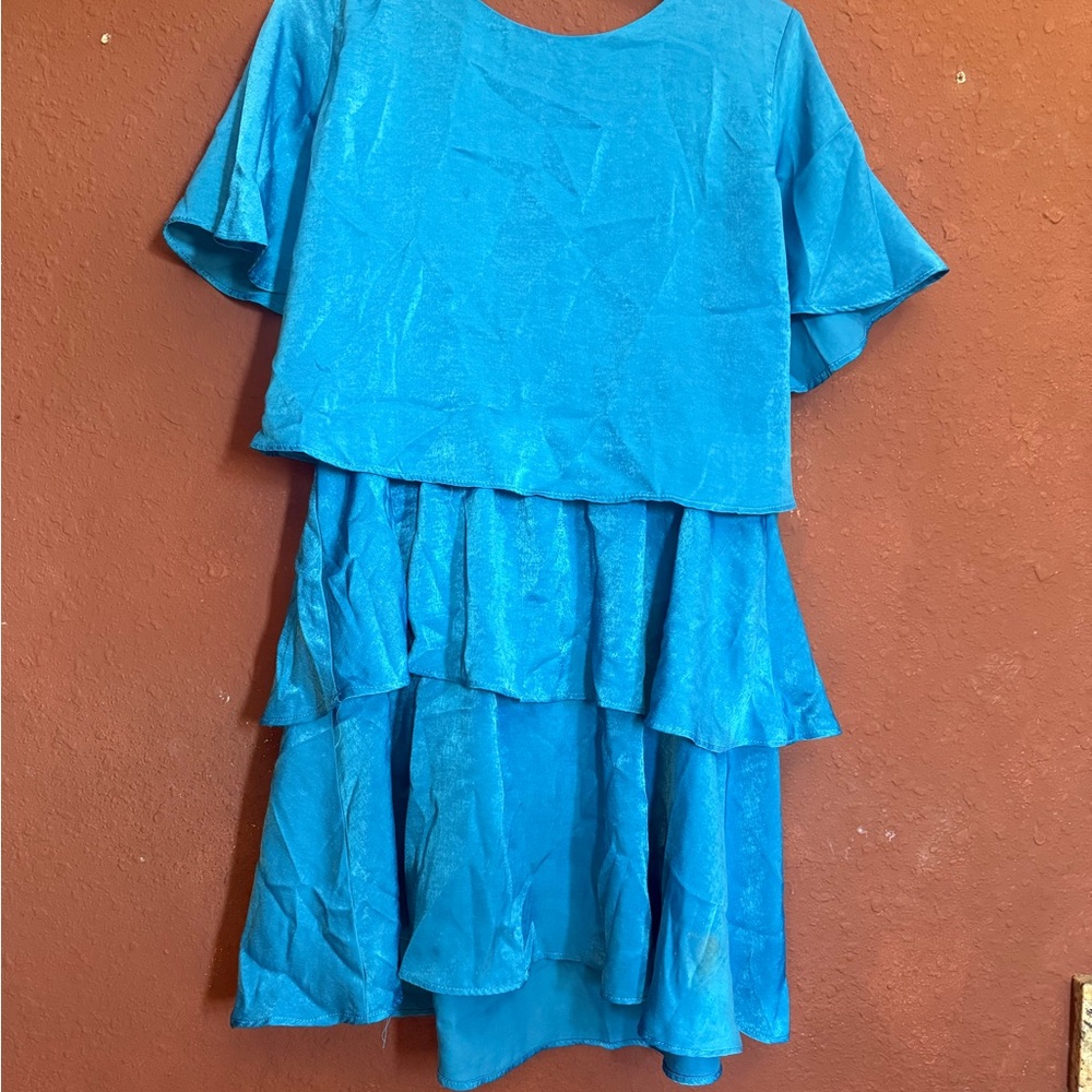 Zara Blue Layered Tiered Dress